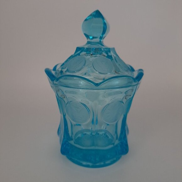 Fostoria Blue Coin Glass Sugar Bowl Lid - Picture 1 of 16